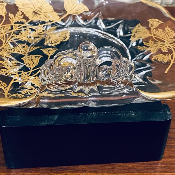 🍁🌟3xHP🌟ANTQ Cambridge Glass Gold Flanders Bon Bon Dish - Picture 8 of 10